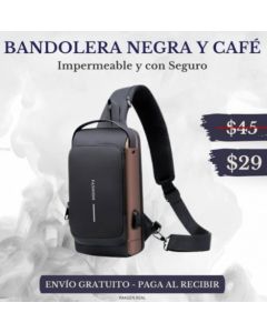  BOLSO PECHERO FASHION ULTRA IMPERMEABLE CON SEGURO (NEGRO Y CAFÉ) 